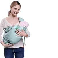 Coussin allaitement en écharpe avec une mère portant son bébé à l'intérieur de ce dernier et l'enlacent avec un de ces bras