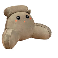 Coussin de lecture peluche chat  avec les yeux qui brille