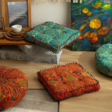 Coussin de sol marocain pour baie vitrée en coton et lin, style bohème
