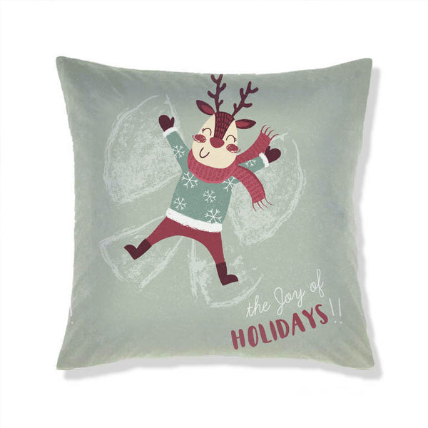 Coussin de Noël avec motif de renne joyeux pour une décoration festive et conviviale