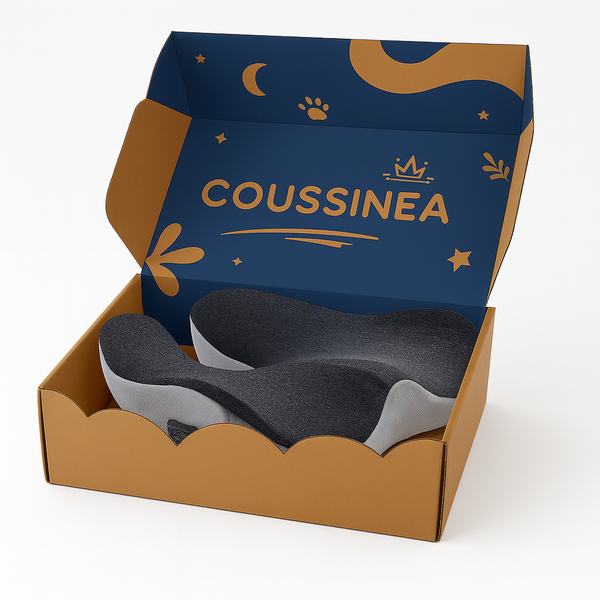 Coussin de massage chauffant Coussinea en mousse mémoire avec soutien ergonomique pour bureau et maison