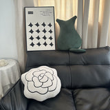 Coussin canapé camélia noir et blanc