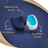 Coussin coccyx à mémoire de forme avec gel