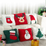 Coussin de Noel décoratif – Chaussette rouge brodée avec flocon