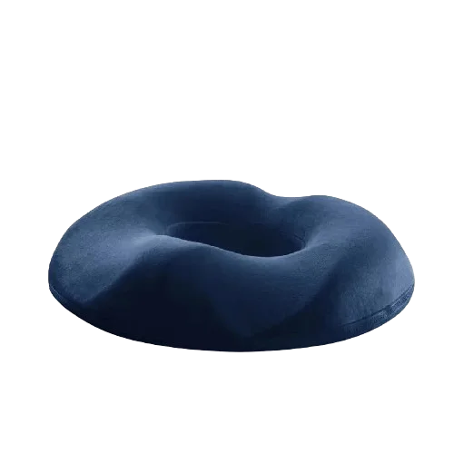 Coussin coccyx en forme de donut pour femme gris sur fond transparent